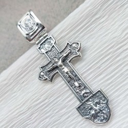 Чоловічий срібний хрест із розп'яттям і Георгієм Побідоносцем