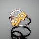 Серебряное кольцо Фиалка (желтый)