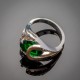Серебряное кольцо Орхидея (зеленый)