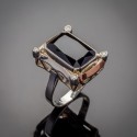 Женское серебряное кольцо Глория - вставка улексит или оникс