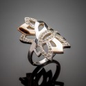 Женское серебряное кольцо Кассандра со вставками из золота и фианита