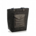 Стильная комбинированная сумка из войлока и эко-кожи, с большим карманом, черная
