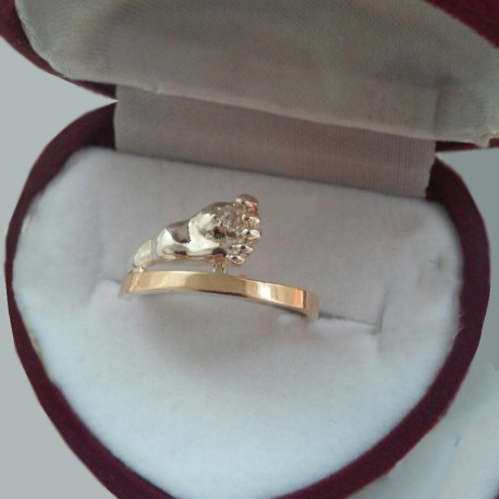 Серебряное кольцо НОЖКА с золотом