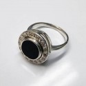 Клео - серебряное кольцо с ониксом в виде печатки