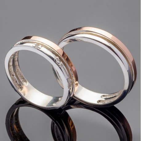 Парные свадебные кольца из серебра