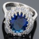 Серебряное кольцо Каролина с камнем (синий)