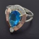Серебряное кольцо Капля (голубой)
